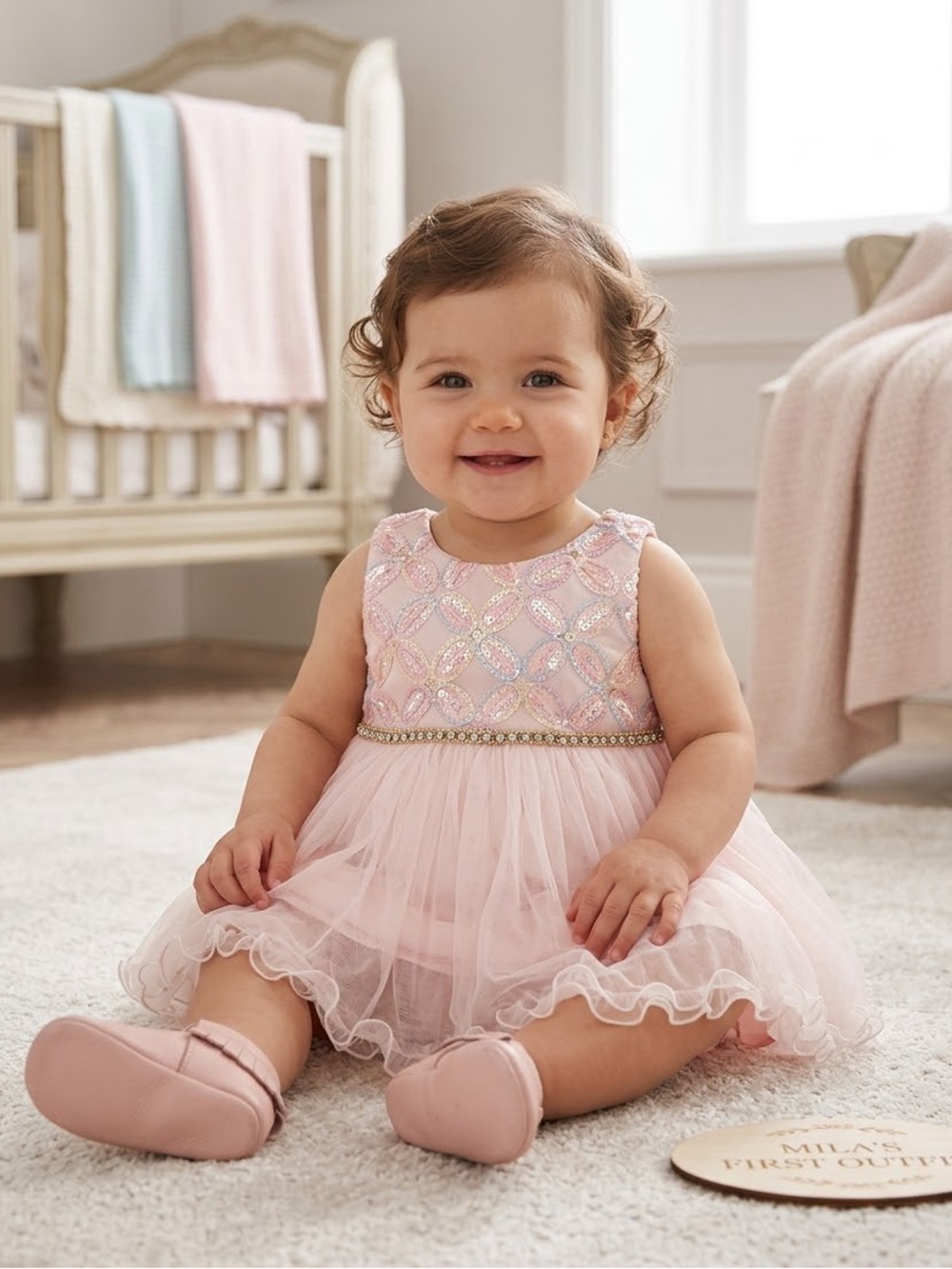 NWT American Princess Pink Embellished Tulle Party Dress | 12M